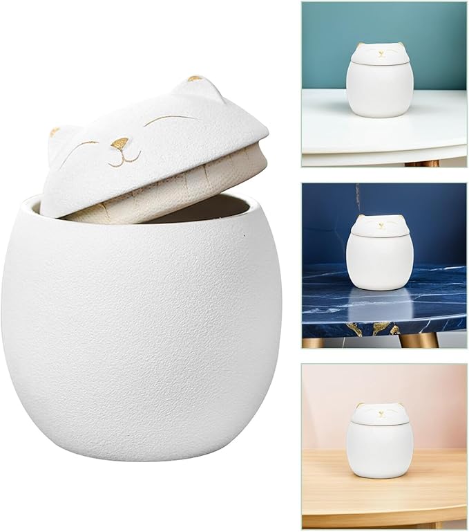 Lucky Cat Storage Jar Tea Containers Coffee Bean Container Sealable Containers Cat Ceramic Tea Jar Candle Tins Salt Bottles Storage Decorative Home