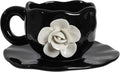 Cute Ceramic Coffee Cups, Unique Fancy Tea Cups with Saucer, 11OZ for Cappuccino Latte Milk
