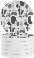 Modern Abstract Car Coasters Pack of 6 Grey Classical Ancient Greek Sculptural Heads Absorbent Ceramic Car Cup Holder Coaster Insert Drink Holder SUV Interior Accessory with Finger Notch