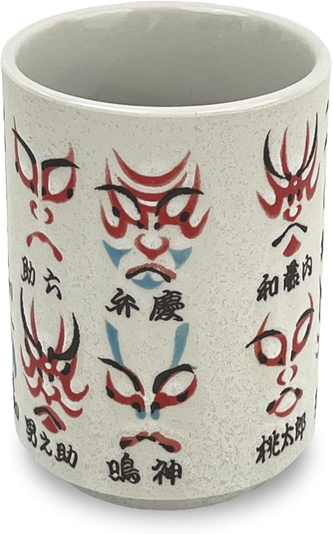 Japanese Tea Cup - Pottery 9 fl oz, Yunomi Mug, Sushi Made in Japan (C3-16 Kabuki sukeroku)