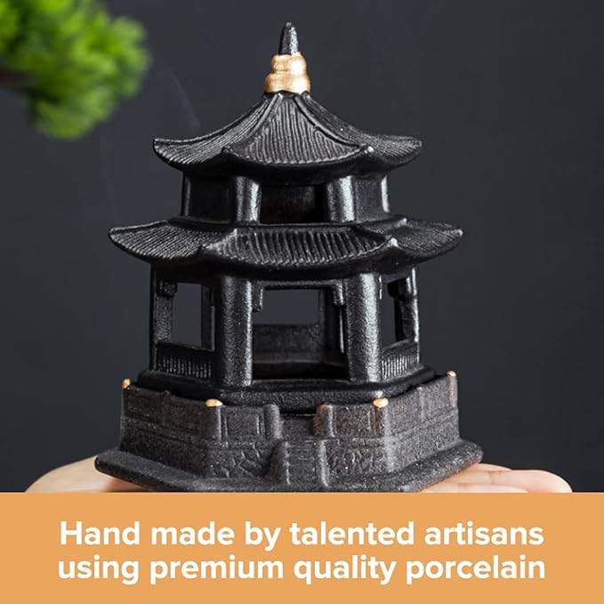 Mini Pagoda Lantern Stand - Asian Garden Decor - Japanese Decor Incense Burner - Zen Garden Sculptures & Statues - Tabletop Pagoda Lantern Decor - Candle Holder - Feng Shui Yard Art - Oriental Decor