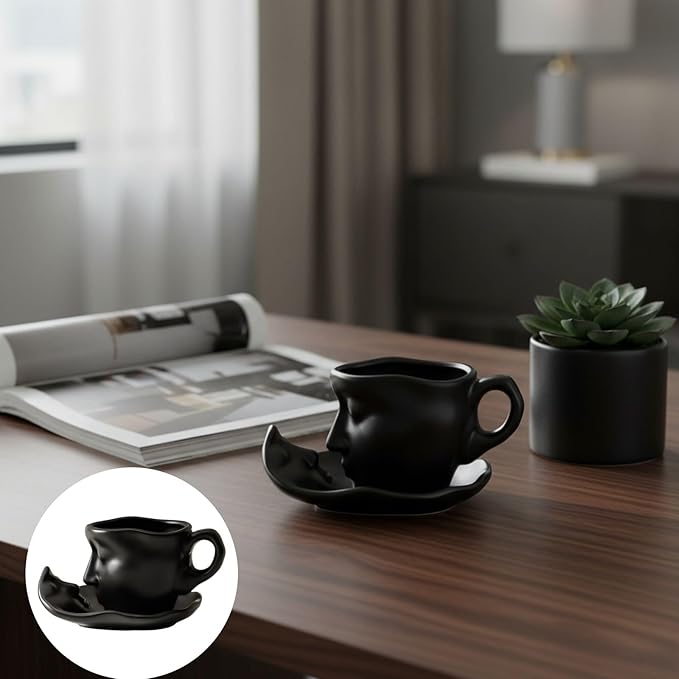 Artistic Ceramic Coffee Mug with Sculptural Face Design for Home Decor and Gift Giving