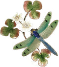 Bovano - Wall Sculpture - Dragonfly Green Winged w/Flower