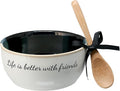 Pavilion - Life Is Better With Friends - 4.5" Dip Bowl & Spoon Set Housewarming Apartmentwarming Neutral Decor Bestie BFF Gift Present
