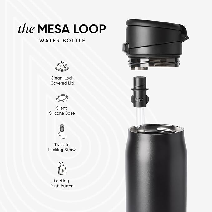 Simple Modern Mesa Loop | Christmas Water Bottle with Straw | 24oz Cup Holder Friendly Insulated Stainless Steel Bottles for Travel, School | Holiday Gifts for Women Men Her Him | Holiday Flannel