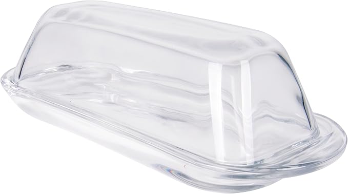 Kangaroo Decorative Clear Glass Butter Dish with Lid for Countertop & Refrigerator - Crystal Covered Butter Tray Storage Container Holder for Counter & Fridge
