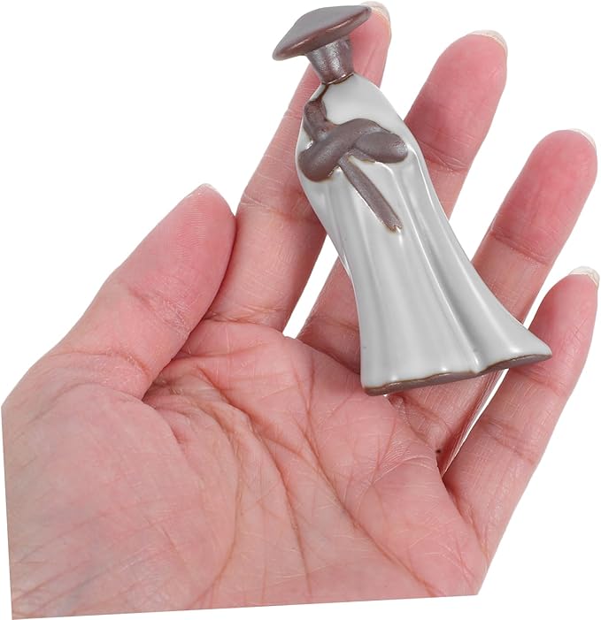 Japanese Samurai Figurine for Home Decor Ceramic Miniature Sculpture Zen Garden Decoration for Bonsai and Asian Garden Statues