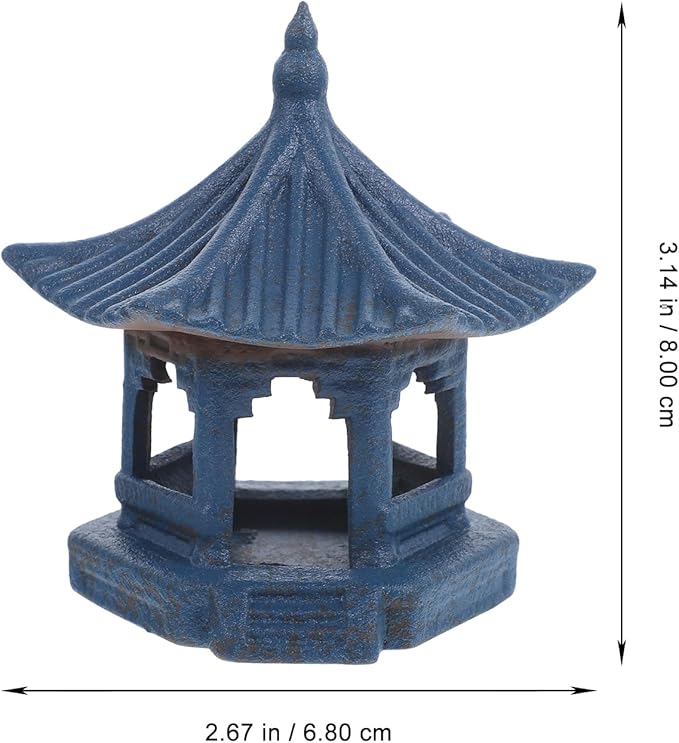 VALICLUD Mini Pagoda Statue Garden Fairy Miniature Hexagon Pavilion Figurine Ceramic Flower Vase Micro Landscape Asian Zen Garden Home Aquarium Dollhouse Decoration
