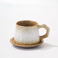 10oz Vintage Retro Handmade Ceramic Cappuccino Cup with Saucer –Small Rustic Stoneware tea cup and saucer, Lead-Free Latte Art Mug,Handmade mug with saucer set,Microwave safe (biege)