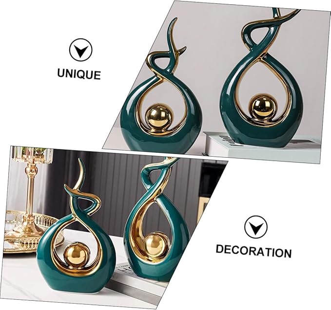 LIFKOME Ceramic Abstract Sculpture for Decor Unique Artistic Ornament for Bookshelf Tv Cabinet and Dining Table Centerpiece Contemporary Stylish Figurine and Finish