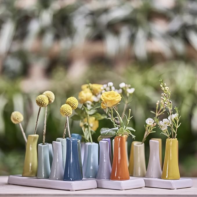 Chive - Pooley 2, Ceramic Flower Vase, 8-Tube Shape (Red)