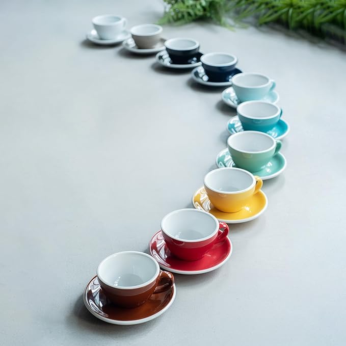 Loveramics Latte Art Mug with Saucer, 10 oz Ceramic Coffee cups with Round Bottom for Latte, Cappuccino, Tea, Espresso, Thick-walled Stoneware Cup Set for Barista - Regular Colours (Yellow, 10OZ)