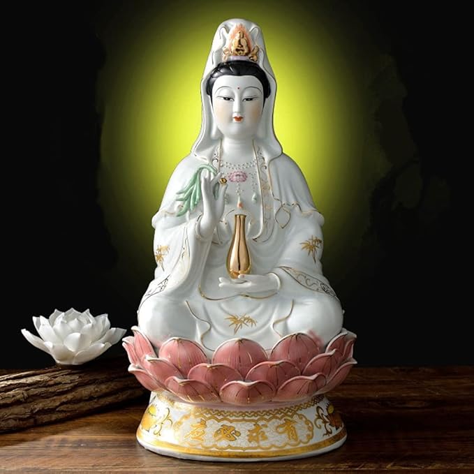 Guan Yin Statue Buddhist Avalokiteshvara Kuanyin Statue on Lotus - Best Chinese Feng Shui Gift (16 Inches)