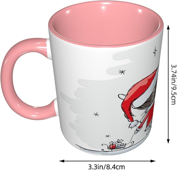Autumn,Funny Novelty Ceramic Coffee Cups With Handle,Tropical Fall with Colorful Flowers Asian Tea Cup for Office and Home, 11 Oz,Dishwasher Microwave Safe (Pink)