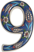 Large Ceramic Housewarming Sign Ceramic Address Plaque House Numbers Sign Door Personalized Coloured Decorative Hand Decoratede Housewarming Gifts Tulip Design 12 * 9 cm (Navy Blue, 9)