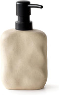 EMPO Stone-Textured Vintage Ceramic Dispenser, High-Color Rough Modern Zen Black ABS Press Bottle for Hand Soap, Shampoo, Conditioner for Bathroom and Kitchen (440 ml)