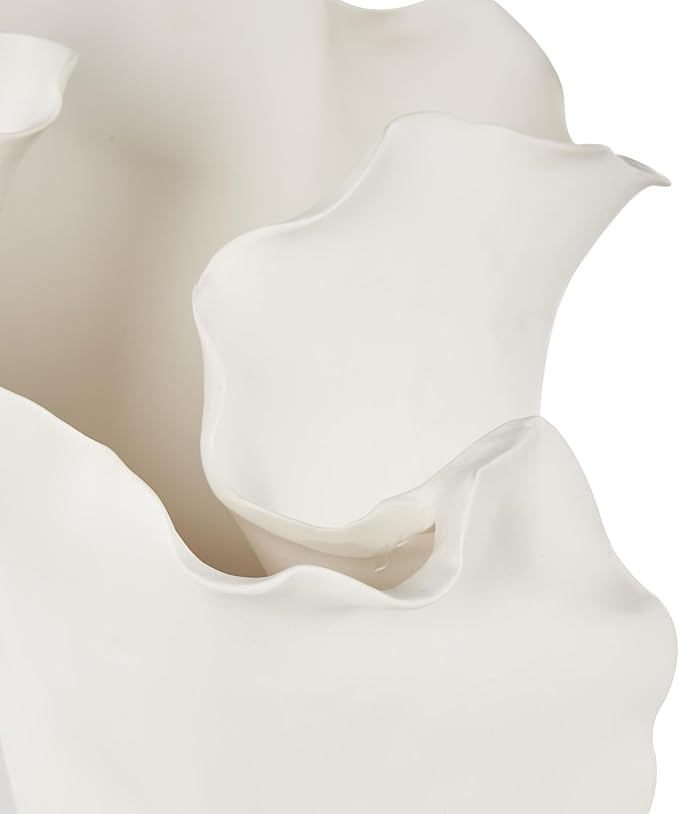 Deco 79 Ceramic Floral Decorative Vase Abstract Floral Inspired Centerpiece Vase, Flower Vase for Home Decoration 9" x 11" x 16", Cream