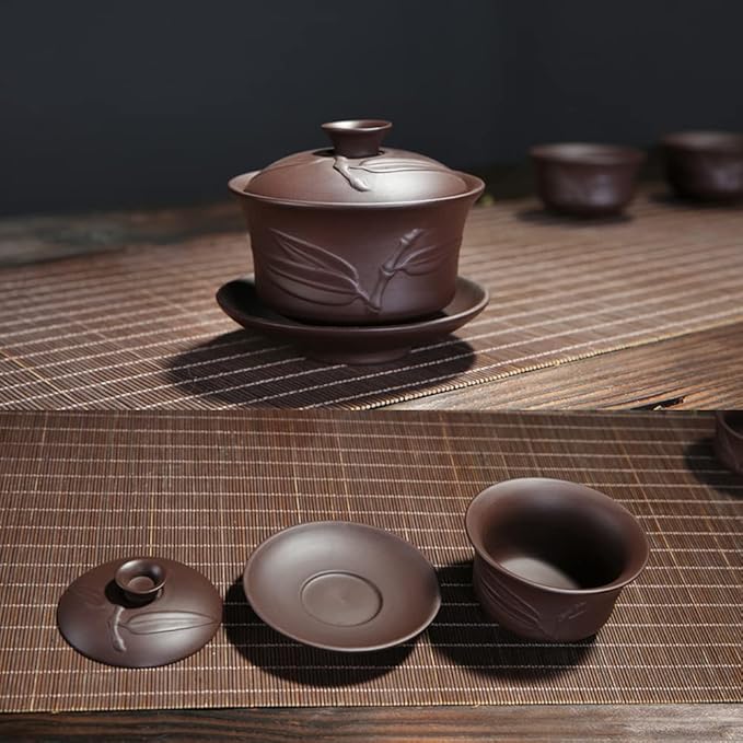 Yixing Chinese Zisha Gaiwan Handmade 150ml China Porcelain Gaiwan Kungfu Teacup Traditional Chinese Teaware Tea Set