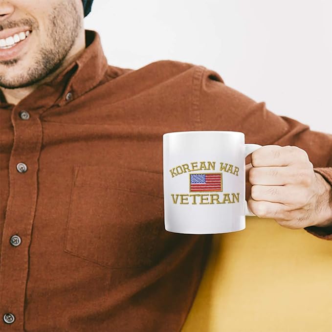 Custom Coffee Mug 11 Ounces American Veteran Korean War A Countries Flags Ceramic Tea Cup Design Only