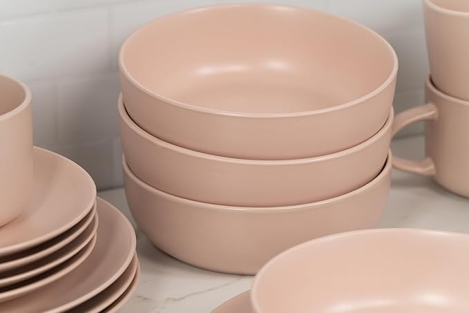 10 Strawberry Street Wazee Matte Coupe Dinnerware, Bowl, Blush, Set of 6