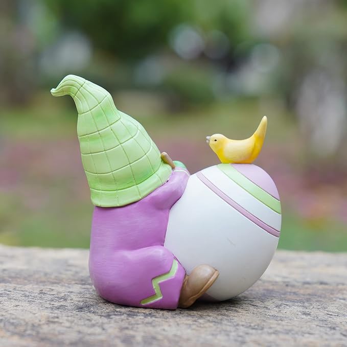 Newman House Studio Easter Gnomes-Decorations Spring Tabletop Ornaments - Spring Decor Resin Faceless Gnomes with Egg Figurines for Easter Gifts Theme Party or Basket Stuffers 4 * 2.5 * 3.5 inch