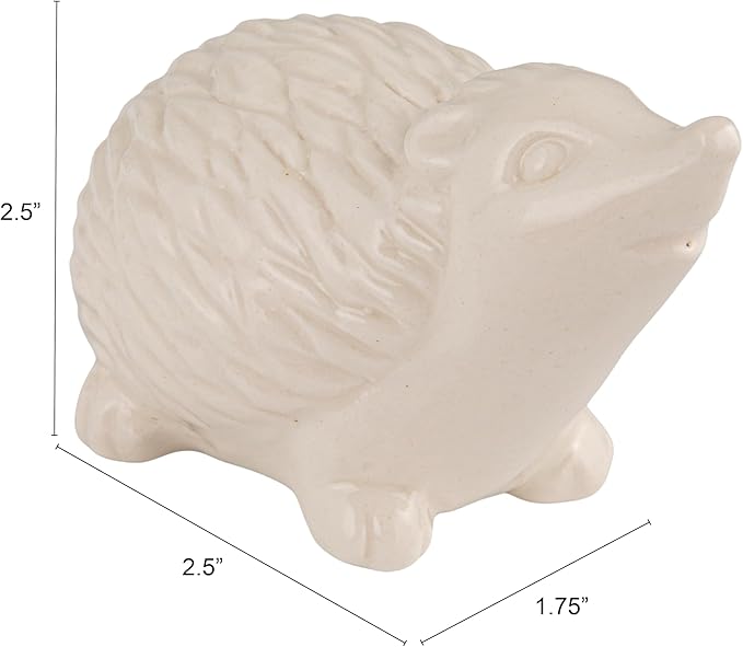 Creative Co-Op Stoneware Figurine Hedgehogs Accent Decor, Set of 6 Pieces, White