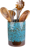 Utensil Holder, Blue Ceramic Kitchen Utensil Holder for Countertop, Large Cooking Utensil Crocks for Kitchen Counter, Morden Utensil Organizer for Spatula, kitchen Decor