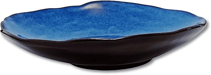 Ceramic Decorative Bowl, 10" Blue Reactive Glaze Pottery Bowl, Decorative Fruit Bowl Centerpiece for Coffee Table, Catchall Key Bowl for Entryway, Modern Home Decor (10'' Dish)
