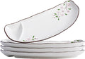 10.8" Half-round Ceramic Japanese Sushi Platter Dumpling Plate with Dipping Saucer for Snack Dessert Salad Fries Gyoza (4Pack, Pink Sakura)