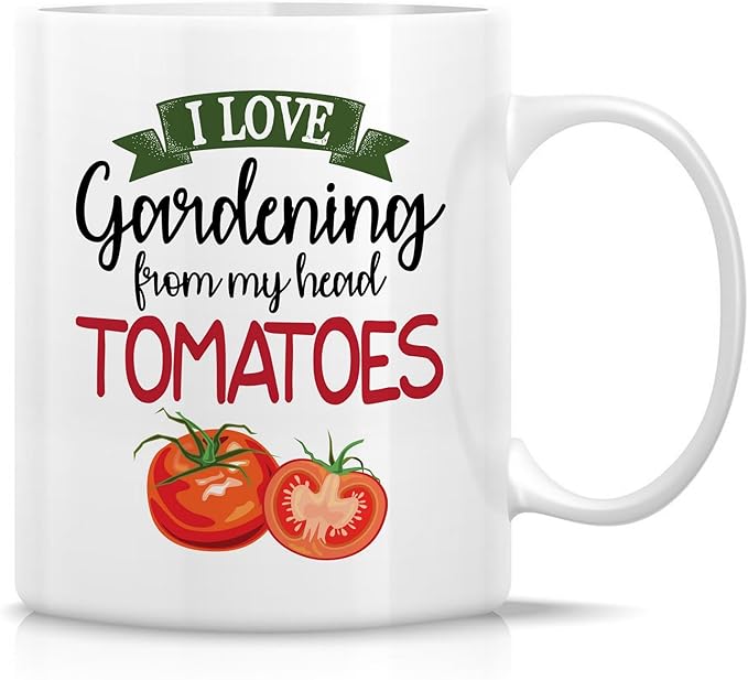 Retreez Funny Gardening Mug - I Love Gardening From My Head Tomatoes To My Toes Gardener Mug - 11 Oz Ceramic Coffee Tea Cup - Sarcasm, Inspirational Birthday Gifts for Plant Lovers, Friends, Coworkers