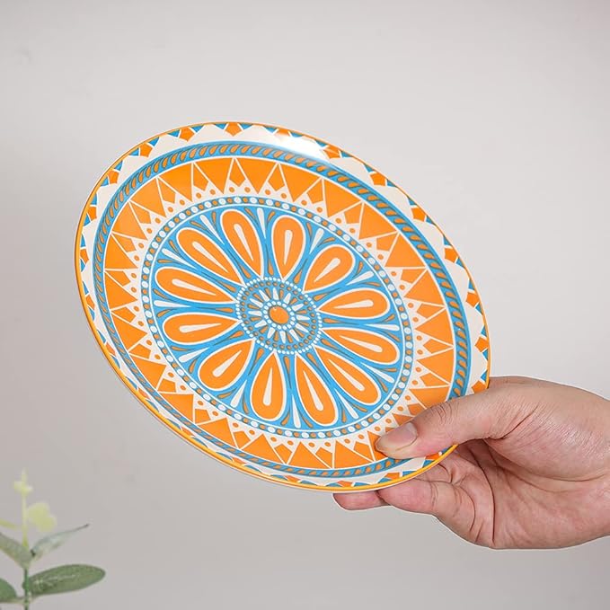 Dessert Plate Set of 6-8 Inch Ceramic Salad and Appetizer Plates - Vibrant Mix-and-Match Colors - Dishwasher and Microwave Safe