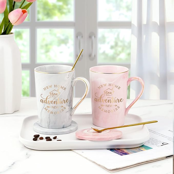 Maustic House Warming Gifts New Home, New Home Gift Ideas for Women Men Couple, Housewarming Gifts, Closing Gift for House Buyers, First Apartment Essentials, 14 Oz Pink & Gray
