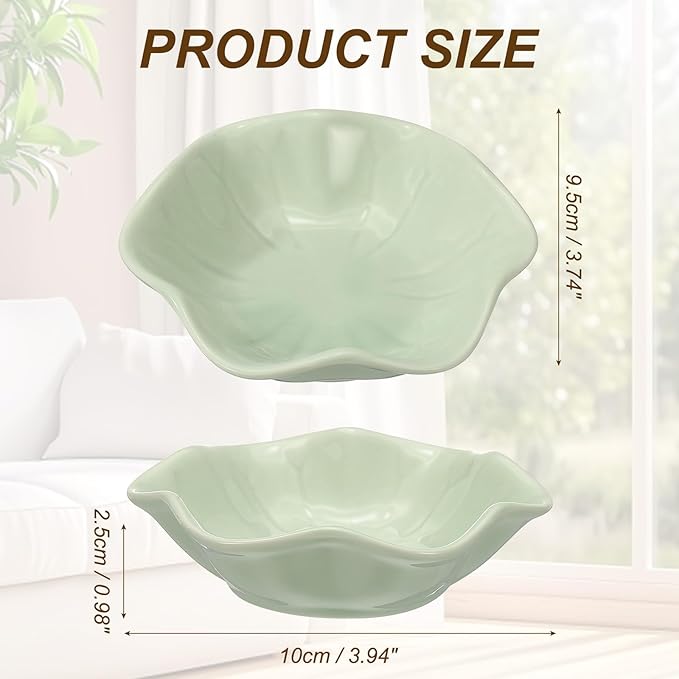 uxcell Candle Holder Plates, 4 Inch Ceramic Candle Tray Tealight Incense Holder Dish Candlestick for Tea Light Aromatherapy Wedding Rustic Vintage Home Decor, Lotus Leaf Light Green