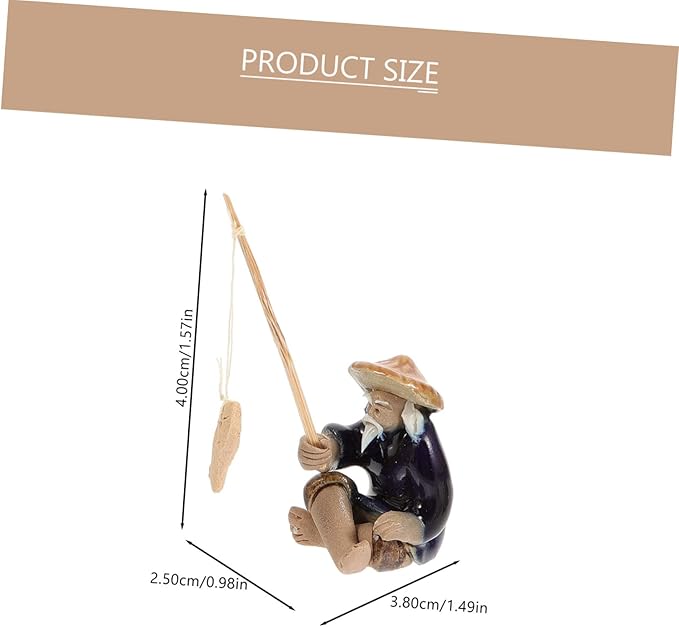 BESPORTBLE Miniature Asian Fisherman Statue Ceramic Fisherman Figurines for Aquarium Bonsai Pot Decor