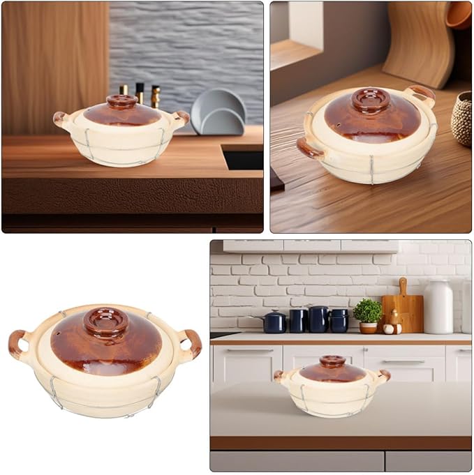 2pcs Small Clay Casserole Dish with Lid 0.5l Single Handle White Ceramic Pot Oven Safe for Korean Stone Pot and Japanese Hot Cooking