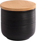 Ceramic Canister with Airtight Seal Lid, Kitchen Canisters for Countertop, Black Food Storage Jar for Flour, Coffee Bean, Sugar, Tea, Spices and More, Home Decor (260ml/8.79oz)