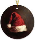 Rustic Christmas Santa Hat Ceramic Ornament Gifts, Winter Dark Moody Christmas Xmas Tree Decorative Hanging Ornaments for Holiday Party Decoration, Winter Xmas Tree Decorations