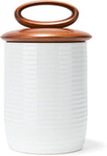 Nambe x Tom Papa Breaking Bread Canister - 10”H x 6”W, Ceramic Stoneware Storage Jar with Acacia Wood Lid & Silicone Seal for Fresh Food, Scandinavian Kitchen Decor for Countertop Storage (Medium)