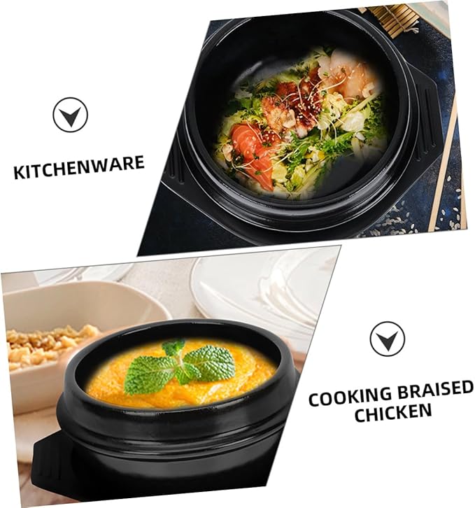 Unomor Korean Stone Pot Ceramic Cooking Pot Stewing Casserole Bibimbap Stove Top Non Toxic Easy to Clean Home Restaurant