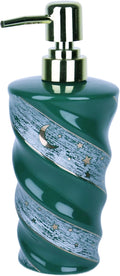 Bathroom Soap Dispenser, Large Capacity Ceramic Dispenser with Spiral Galaxy Design - Refillable Press Pump Bottle for Bathroom & Kitchen (14oz, Green)