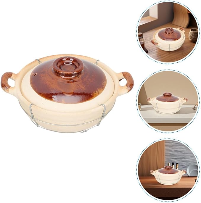 2pcs 0.5l Single Handle Clay Pot with Lid, White Ceramic Casserole Dish for Cooking, Oven-safe Korean Stone Pot for Stew and Rice, Home Kitchen Cookware