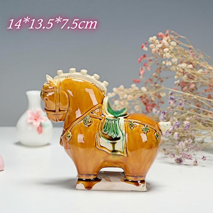 Art Sculpture/Figurine/Decorative Ceramic Horse Sculpture Desktop Ornament Asian Feng Shui Art Collectible Brown