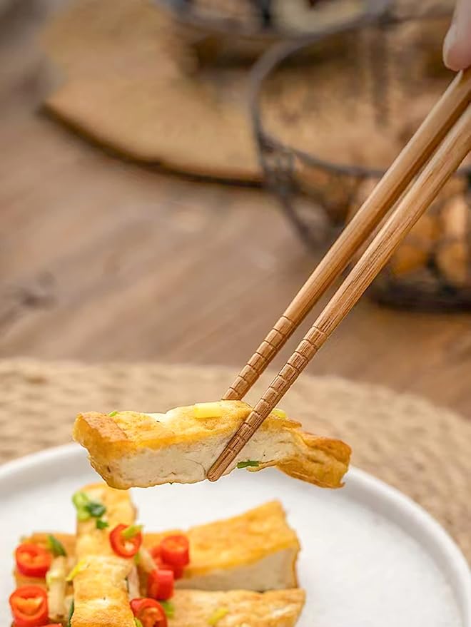 10 Pairs Reusable Bamboo Chopsticks, Edo period Landscape Pattern Natural Bamboo Wood Chopsticks, 8.8Inch/22.5cm Polybag packing by LANHUTHS