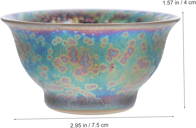 Ceramic Colorful Peacock Teacup Gongfu Tea Bowl for Tea Lovers Unique Artisan Teaware Home Office Use Safe and Eco-friendly Material