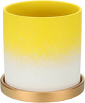 PATIKIL 5.12 Inch Ceramic Plant Pots, Modern Flower Planters Gradient with Drainage Holes for Decorate Home Indoor Plants Succulent Herb, Yellow