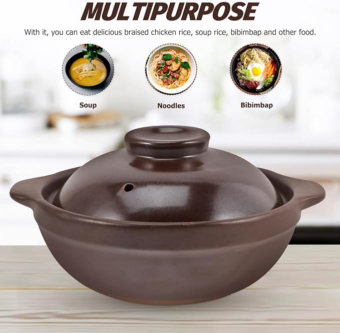 Cabilock Japanese Donabe Clay Pot with Lid, 6.5 Inch Terracotta Ceramic Casserole for Stovetop & Oven, Traditional Earthenware for Cooking Rice, Soup, Stew and Meat