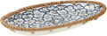 Mini Rattan Ceramic Tray, Oval Fruit/Bread/Cookie/Jewelry Small Storage Porcelain Serving Plate, Vintage Decorative Display Plate for Coffee Table Home Decor Wedding Party Gift (Light Green Cloud)