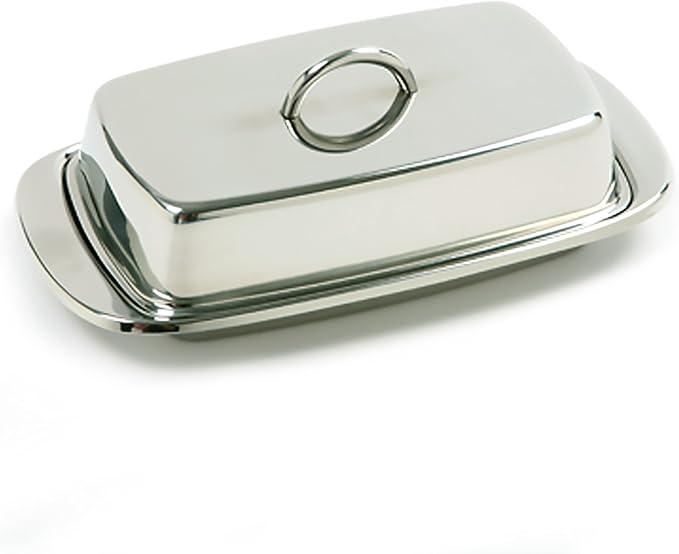 Norpro 282 Stainless Steel Double Covered Butter Dish, Silver