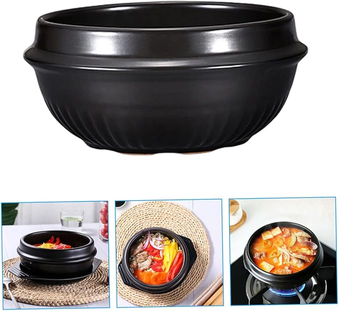 Amosfun Korean Stone Pot for Cooking Multi-functional Ceramic Casserole Dish Household Cooking Pot for Stews and Rice for Home and Restaurant Use
