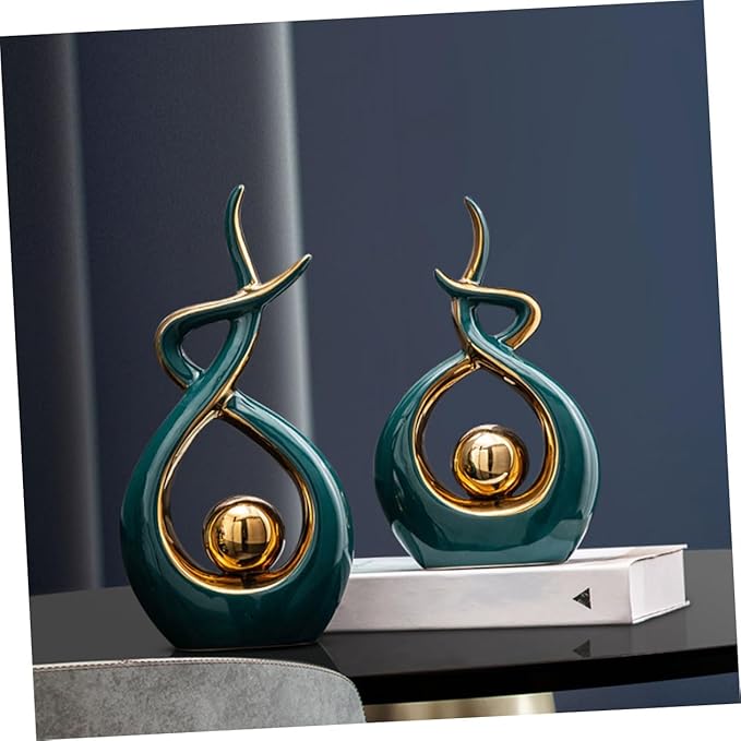 Zerodeko Ceramic Modern Abstract Art Statue for Home Decor Unique Table Ornament for Living Room and Dining Room Chic Abstract Sculpture for Bookshelf and Tv Cabinet and Design